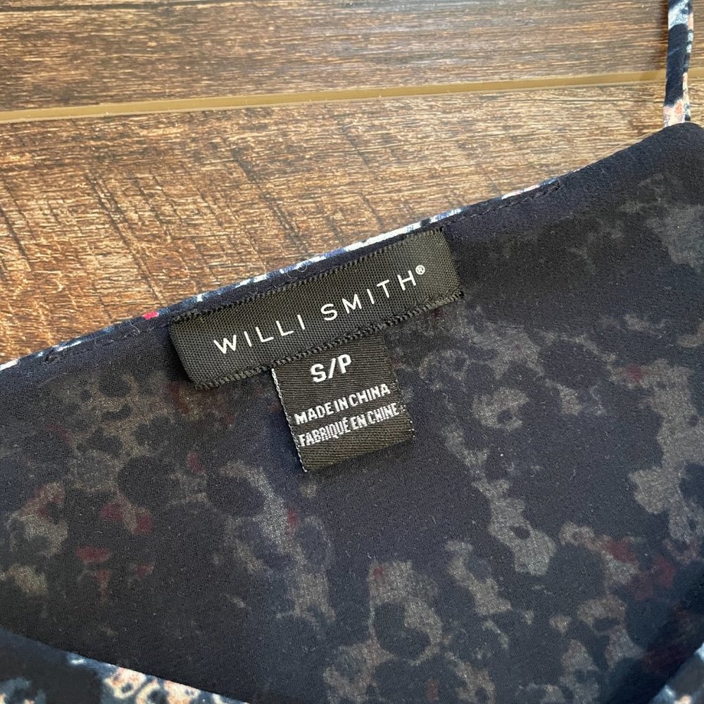 Willi Smith Navy Floral Print Small Tank Top - Picture 3 of 5